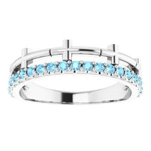 Load image into Gallery viewer, Aquamarine Stackable Cross Ring