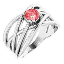 Load image into Gallery viewer, 3/8 CT Lab-Grown Pink Diamond Solitaire Criss-Cross Ring