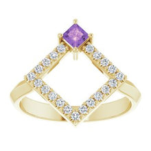 Load image into Gallery viewer, Chatham® Created Alexandrite & 1/5 CTW Diamond Geometric Ring