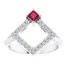 Load image into Gallery viewer, Chatham® Created Alexandrite & 1/5 CTW Diamond Geometric Ring