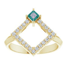 Load image into Gallery viewer, Chatham® Created Alexandrite & 1/5 CTW Diamond Geometric Ring