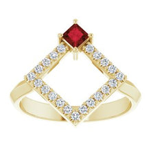 Load image into Gallery viewer, Chatham® Created Alexandrite & 1/5 CTW Diamond Geometric Ring