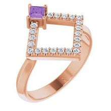 Load image into Gallery viewer, Chatham® Created Alexandrite & 1/5 CTW Diamond Geometric Ring