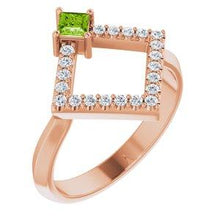 Load image into Gallery viewer, Chatham® Created Alexandrite & 1/5 CTW Diamond Geometric Ring