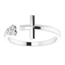Load image into Gallery viewer, 1/10 CTW Diamond Negative Space Cross Ring