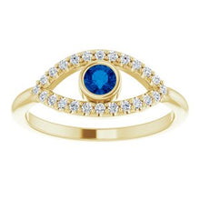 Load image into Gallery viewer, Blue Sapphire Sapphire Evil Eye Ring