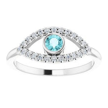 Load image into Gallery viewer, Blue Sapphire Sapphire Evil Eye Ring