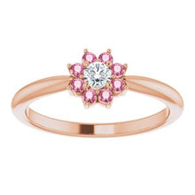 Load image into Gallery viewer, Pink Tourmaline & .06 CT Diamond Flower Ring