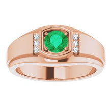 Load image into Gallery viewer, Emerald & .08 CTW Diamond Men's Ring