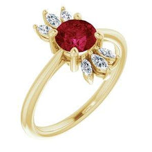 Load image into Gallery viewer, Chatham® Lab-Created Blue Sapphire & 1/4 CTW Diamond Ring