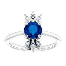 Load image into Gallery viewer, Chatham® Lab-Created Blue Sapphire & 1/4 CTW Diamond Ring