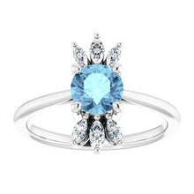 Load image into Gallery viewer, Chatham® Lab-Created Blue Sapphire & 1/4 CTW Diamond Ring