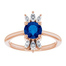 Load image into Gallery viewer, Chatham® Lab-Created Blue Sapphire & 1/4 CTW Diamond Ring