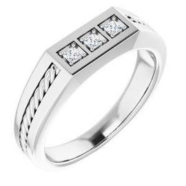 2 mm Round 1/10 CTW Diamond Men's Ring