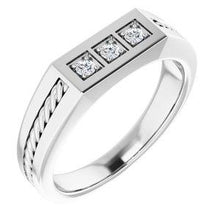 Load image into Gallery viewer, 2 mm Round 1/10 CTW Diamond Men's Ring