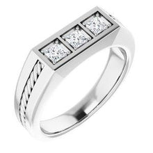 Load image into Gallery viewer, 2 mm Round 1/10 CTW Diamond Men's Ring