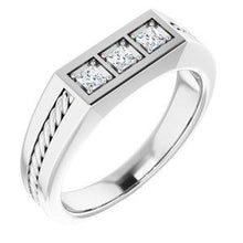 Load image into Gallery viewer, 2 mm Round 1/10 CTW Diamond Men's Ring