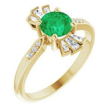 Load image into Gallery viewer, Chatham® Created Emerald & 1/6 CTW Diamond Ring