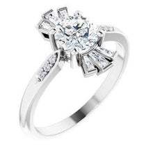 Load image into Gallery viewer, Chatham® Created Emerald & 1/6 CTW Diamond Ring