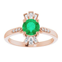 Load image into Gallery viewer, Chatham® Created Emerald & 1/6 CTW Diamond Ring