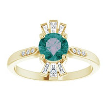 Load image into Gallery viewer, Chatham® Created Emerald & 1/6 CTW Diamond Ring