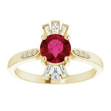 Load image into Gallery viewer, Chatham® Created Emerald & 1/6 CTW Diamond Ring