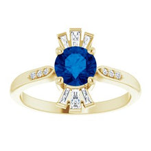 Load image into Gallery viewer, Chatham® Created Emerald & 1/6 CTW Diamond Ring