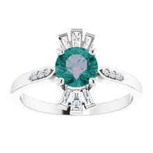 Load image into Gallery viewer, Chatham® Created Emerald & 1/6 CTW Diamond Ring