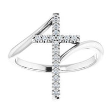Load image into Gallery viewer, 1/8 CTW Diamond Cross Ring