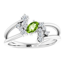 Load image into Gallery viewer, Chatham® Created Alexandrite & 1/8 CTW Diamond Bypass Ring