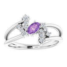 Load image into Gallery viewer, Chatham® Created Alexandrite & 1/8 CTW Diamond Bypass Ring