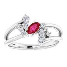 Load image into Gallery viewer, Chatham® Created Alexandrite & 1/8 CTW Diamond Bypass Ring