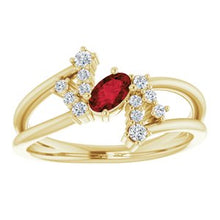 Load image into Gallery viewer, Chatham® Created Alexandrite & 1/8 CTW Diamond Bypass Ring