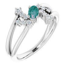 Load image into Gallery viewer, Chatham® Created Alexandrite & 1/8 CTW Diamond Bypass Ring