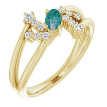 Load image into Gallery viewer, Chatham® Created Alexandrite & 1/8 CTW Diamond Bypass Ring