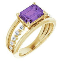 Load image into Gallery viewer, Amethyst & 1/5 CTW Diamond Ring