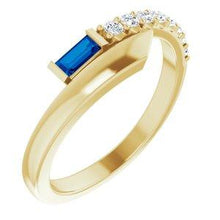 Load image into Gallery viewer, Blue Sapphire & 1/6 CTW Diamond Bypass Ring