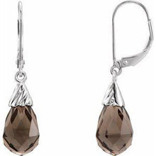 Load image into Gallery viewer, Smoky Quartz Briolette Lever Back Earrings