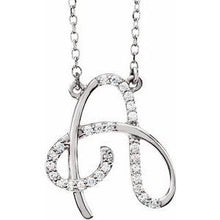 Load image into Gallery viewer, 1/10 CTW Diamond Initial A 16" Necklace