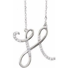 Load image into Gallery viewer, 1/10 CTW Diamond Initial A 16" Necklace