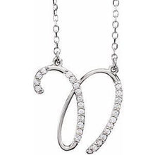 Load image into Gallery viewer, 1/10 CTW Diamond Initial A 16" Necklace