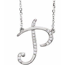 Load image into Gallery viewer, 1/10 CTW Diamond Initial A 16" Necklace