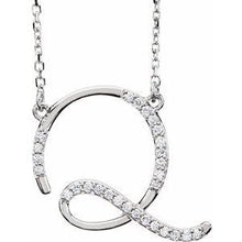 Load image into Gallery viewer, 1/10 CTW Diamond Initial A 16" Necklace