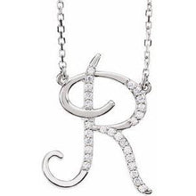 Load image into Gallery viewer, 1/10 CTW Diamond Initial A 16" Necklace