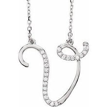 Load image into Gallery viewer, 1/10 CTW Diamond Initial A 16" Necklace