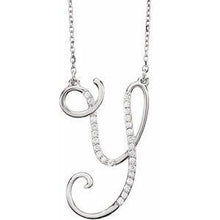 Load image into Gallery viewer, 1/10 CTW Diamond Initial A 16" Necklace
