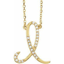 Load image into Gallery viewer, 1/10 CTW Diamond Initial A 16" Necklace