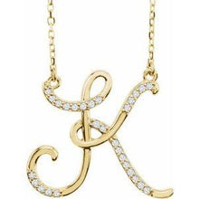 Load image into Gallery viewer, 1/10 CTW Diamond Initial A 16" Necklace