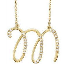 Load image into Gallery viewer, 1/10 CTW Diamond Initial A 16" Necklace