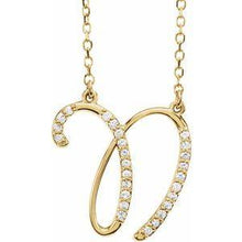 Load image into Gallery viewer, 1/10 CTW Diamond Initial A 16" Necklace